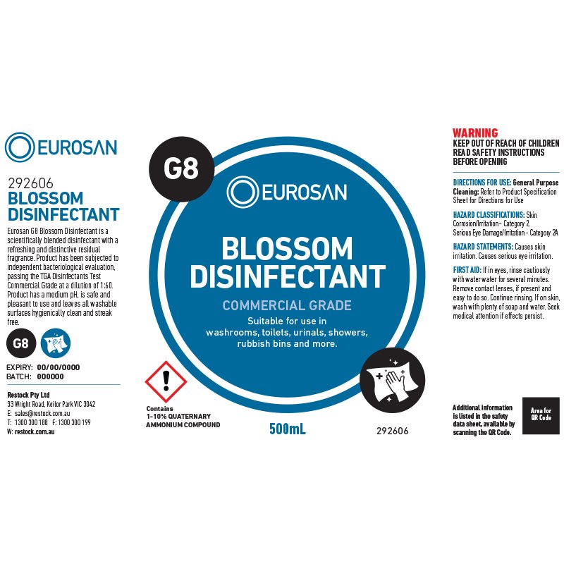 Eurosan Label G8 Blossom Disinfectant (to suit 500ml-1000ml Bottle) (each)