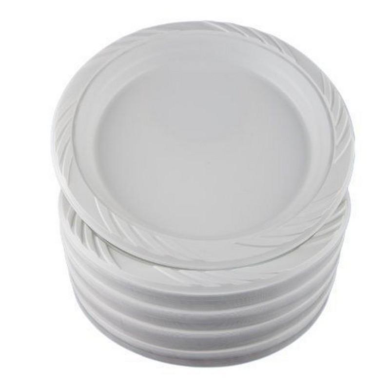 Large White Plastic Plate 230mm (50/pack) 200_Kitchen