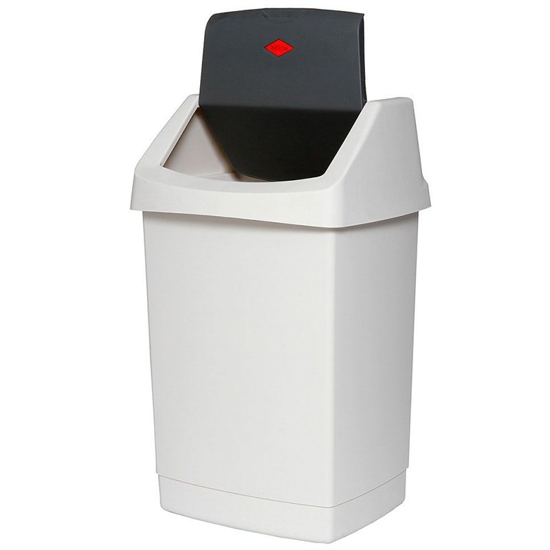 White Swing Top Bin with Charcoal Lid 50L (each)