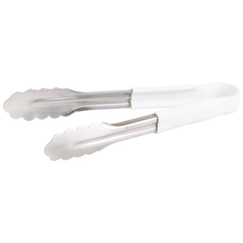 Stainless Steel Coloured Handle 23cm Tongs White (each)