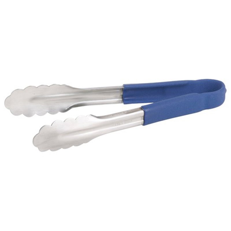 Stainless Steel Coloured Handle 23cm Tongs Blue (each)