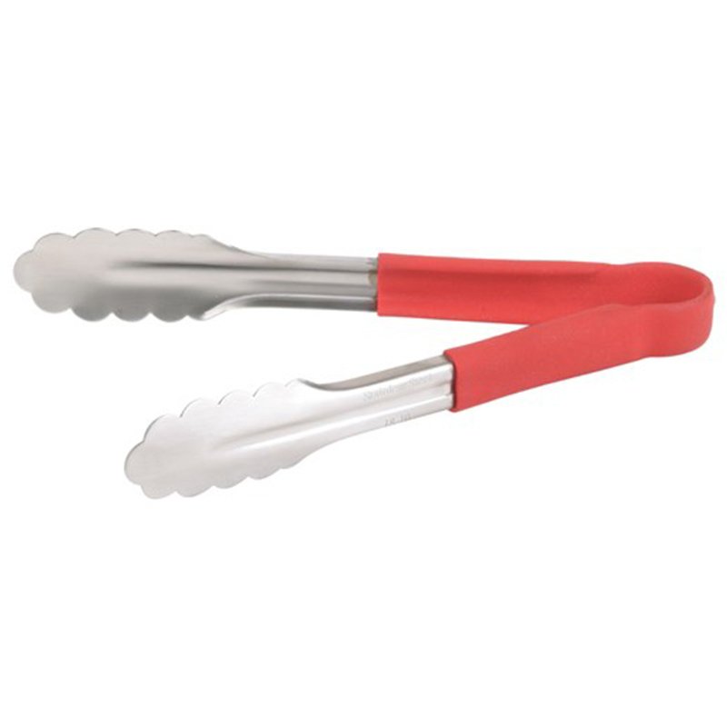 Stainless Steel Coloured Handle 23cm Tongs Red (each)