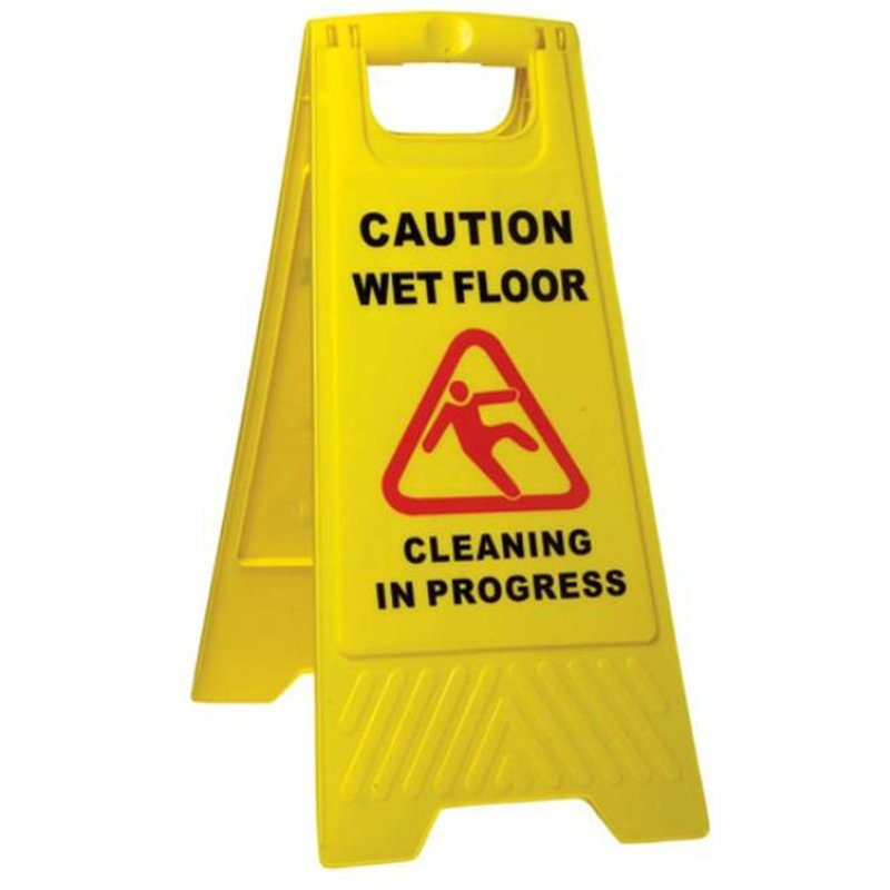 Supercedes 611608 - Caution Wet Floor Cleaning in Progress A Frame Sign Yellow