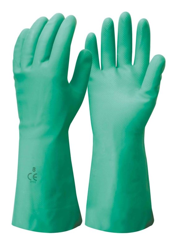 Green Nitrile Flock Lined Gloves 33cm - XXLarge Size 11 (1 pair)