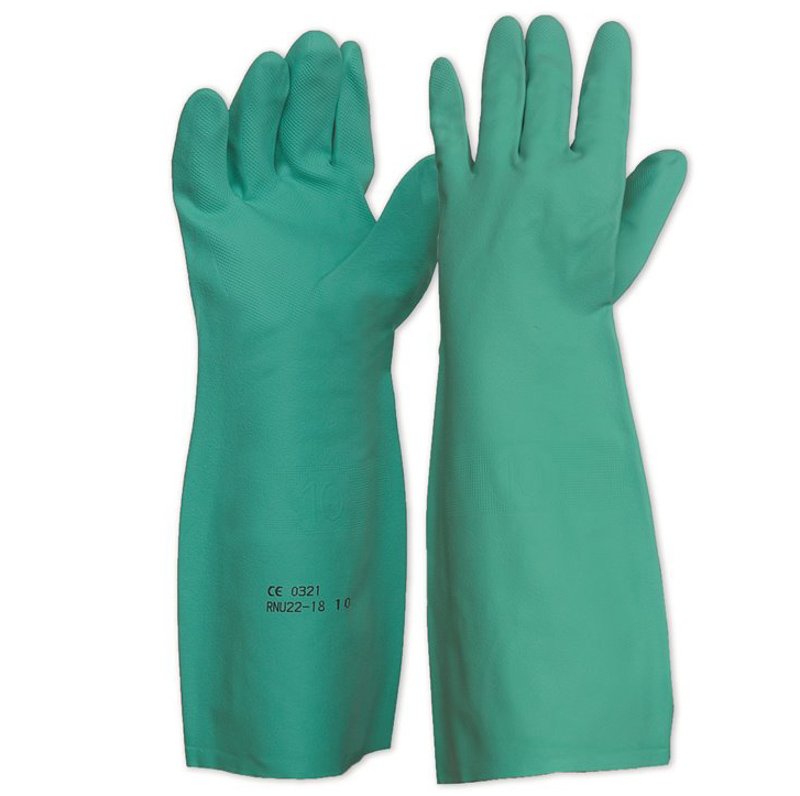 Green Nitrile Elbow Length Gloves 46cm - Size 9 Large (1 pair)