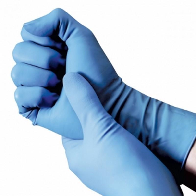 Durelle Premium Blue Nitrile Long Cuff Powder Free Gloves - Large (100/pack)