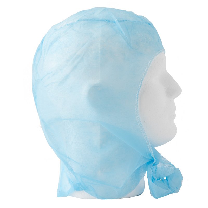 Blue Polypropylene (PP) Disposable Hood with Ties (1000/ctn)