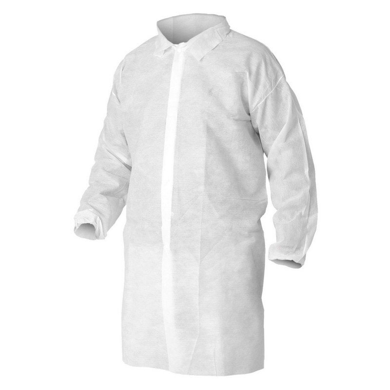Protectaware Disposable Polypropylene Lab Coat No Pocket White Large (100/ctn)