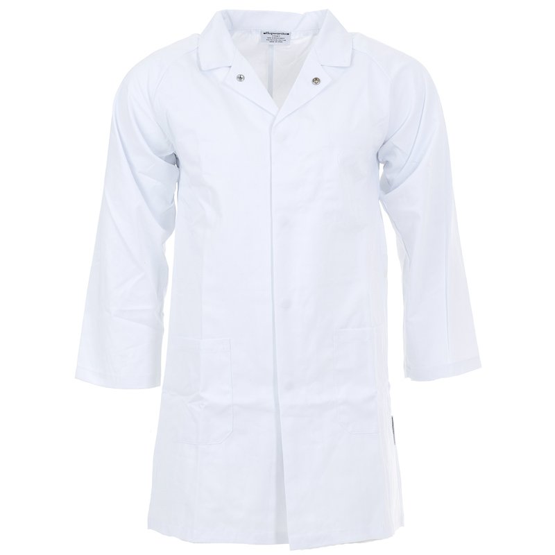 White Poly Cotton Dustcoat with pockets Size 10 (122R)