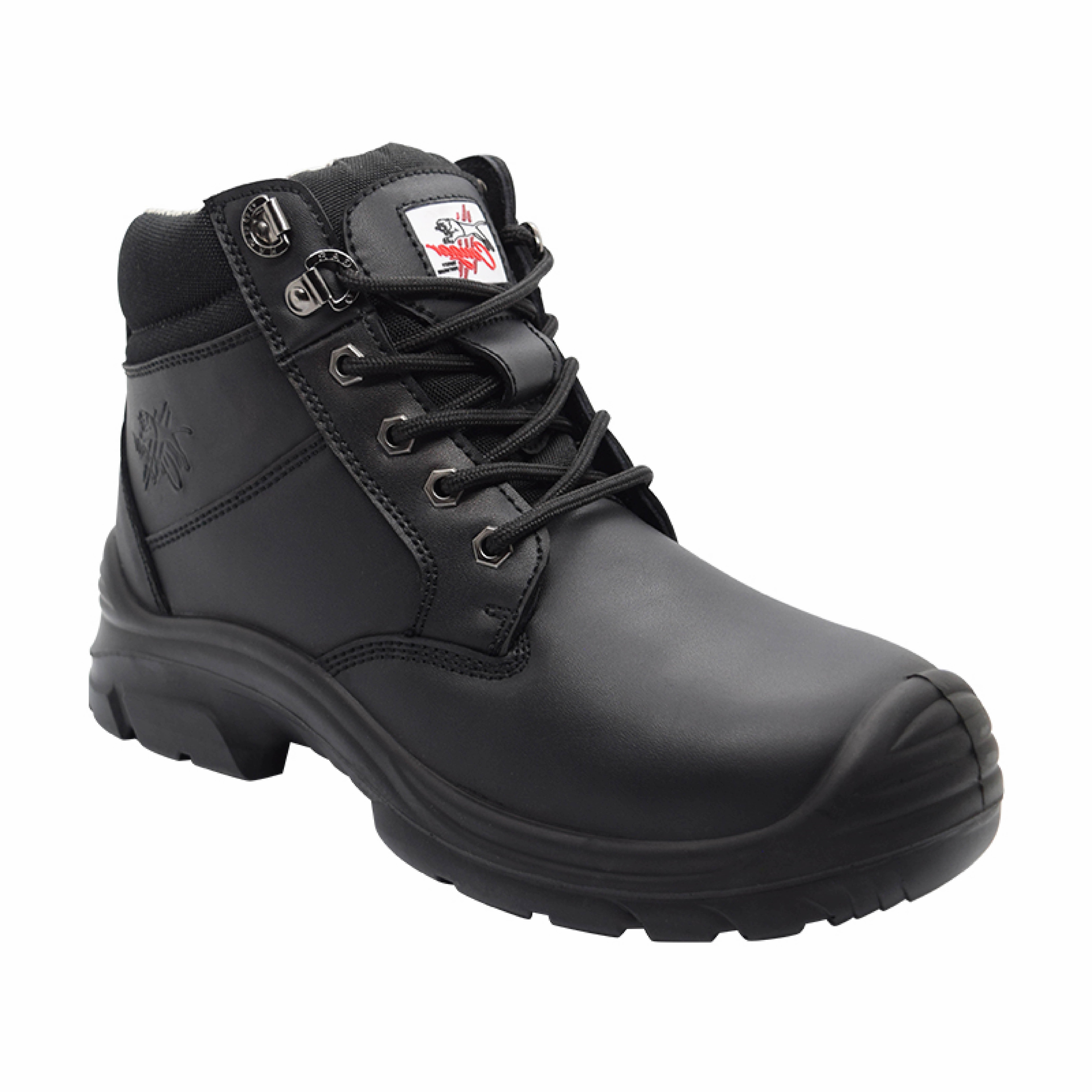 Lace Up Safety Boots with Safety Toe Black Mens Size 4