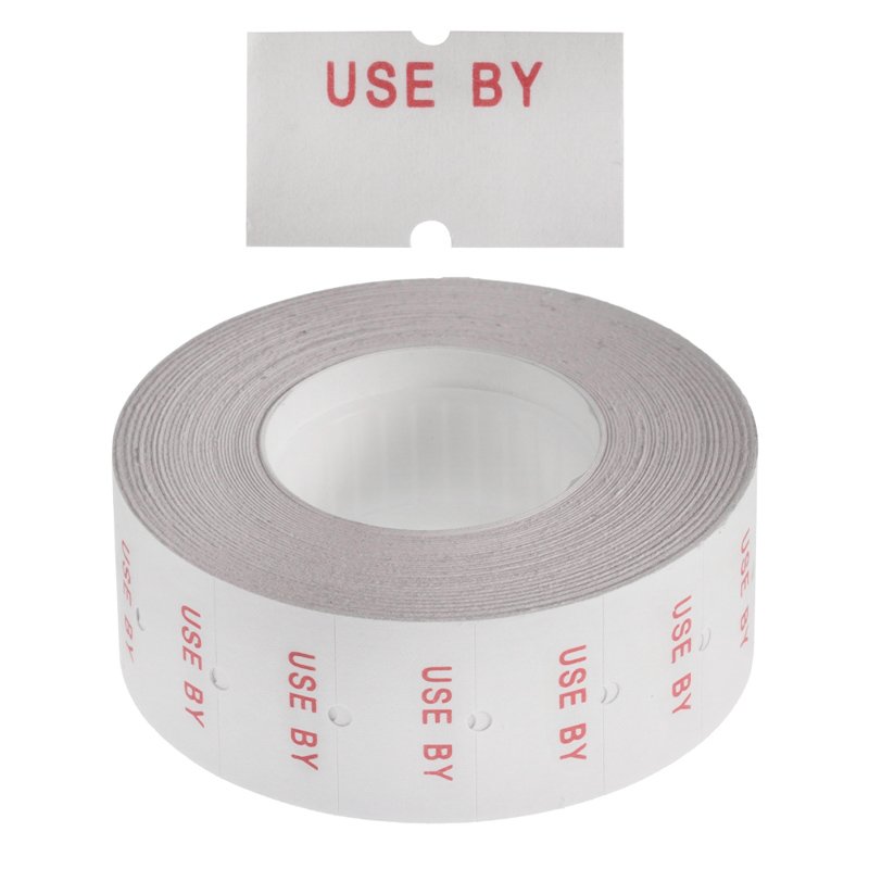 USE BY Labels, Freezer Grade Paper 21x12mm Red on White (10rolls of 1000/sleeve)