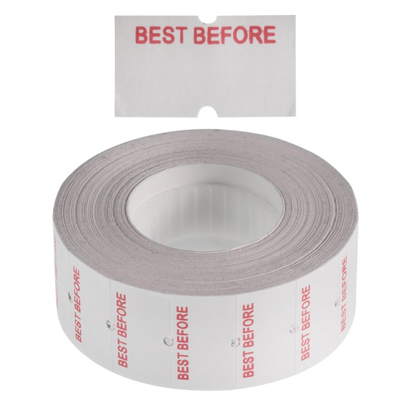 BEST BEFORE Labels, Freezer Grade Paper 21x12mm Red on White (10,000/sleeve)