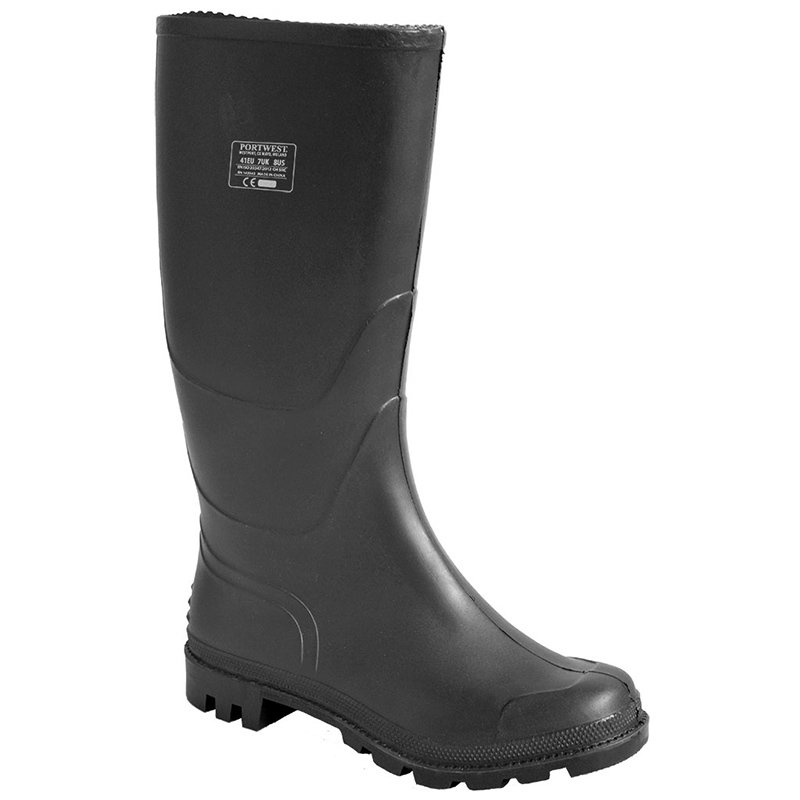 Black PVC Gumboots Non Safety Toe Size 5 (38) (1 pair)