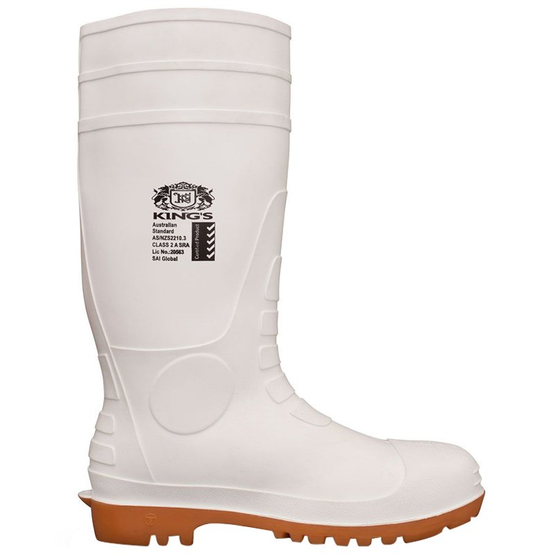 Kings White PVC Gumboot Safety Toe Mens Size 3 (35)