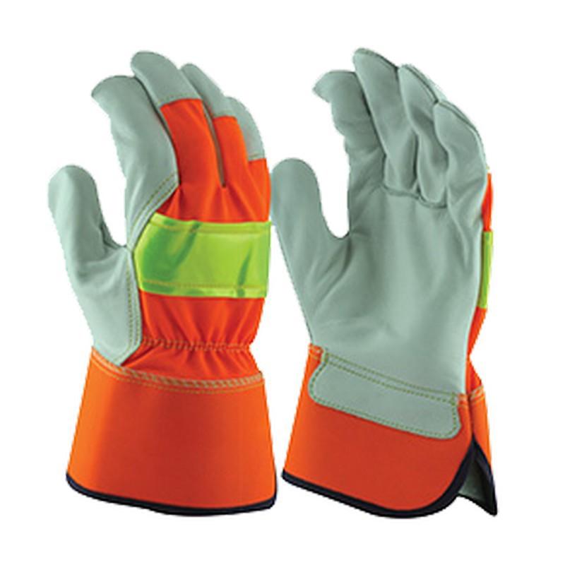 Hi Vis Leather Rigger Gloves Large Size 10 (1 pair)
