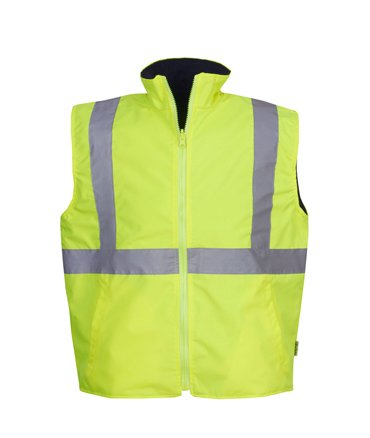 Reversible Hi Vis Reflective Safety Vest Day/Night Use Yellow/Navy Medium (each)