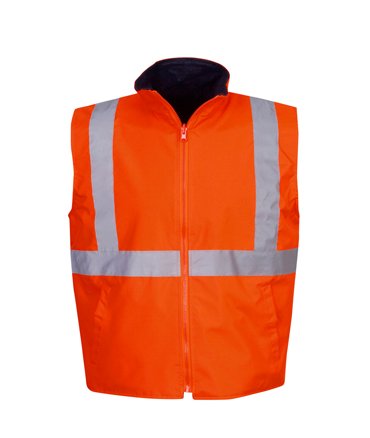 Reversible Hi Vis Reflective Safety Vest Day/Night Use Orange Small (each)