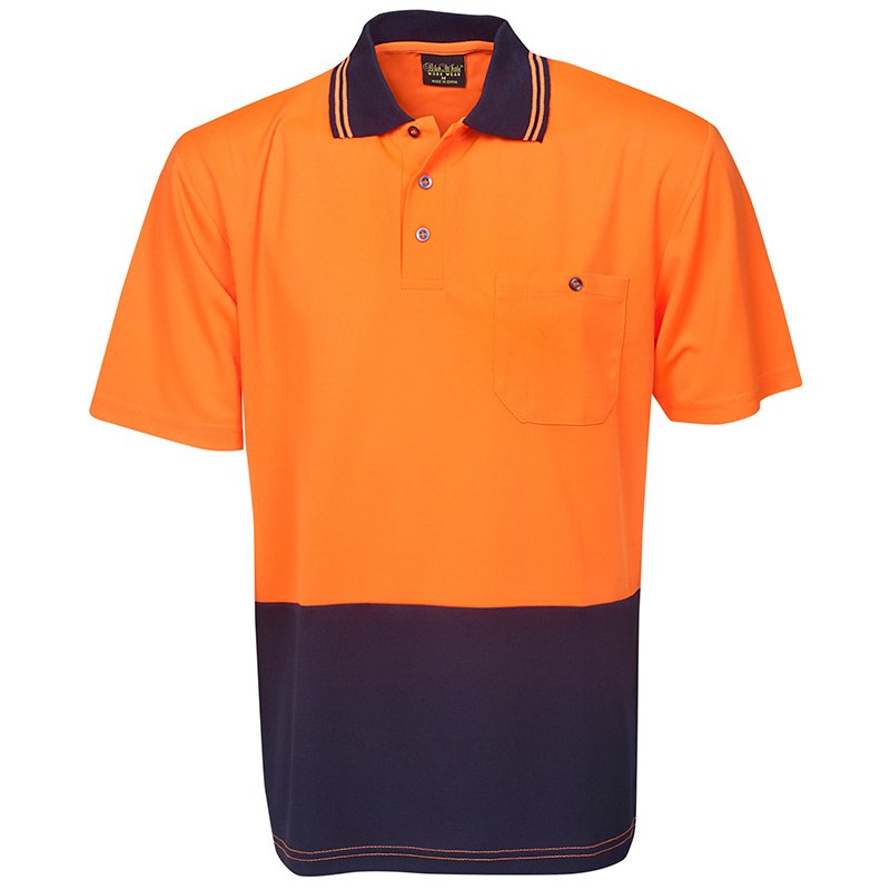Hi Vis Orange/Navy Short Sleeve Polyester Polo Chest 52cm Small (each)