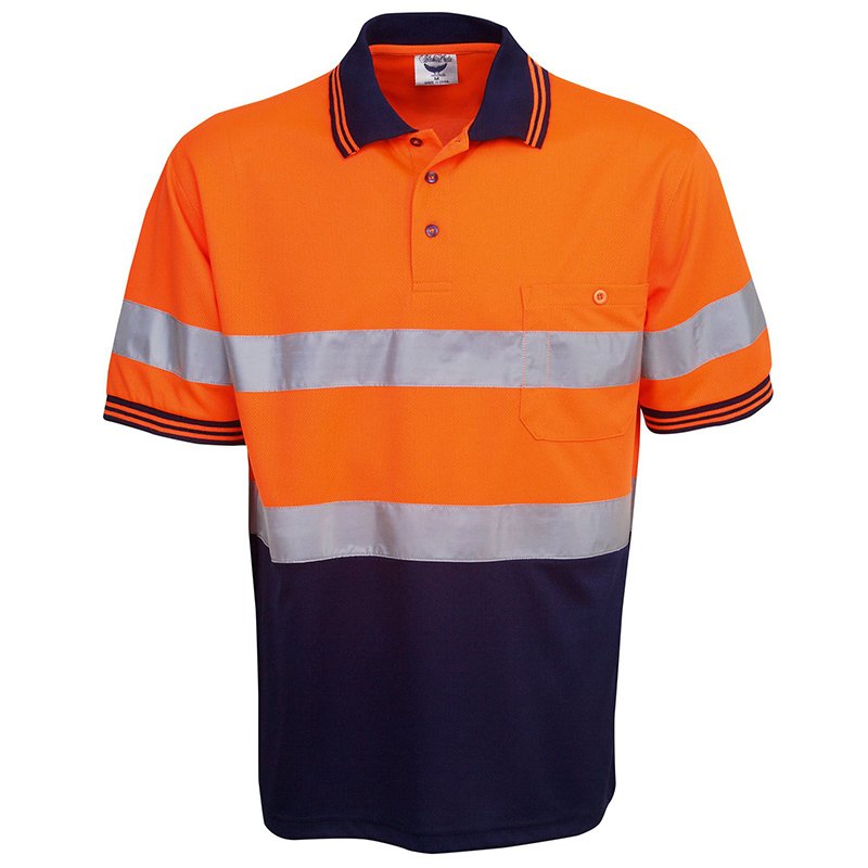 Hi Vis Orange/Navy Day/Night Short Sleeve Polyester Polo Chest 64cm 2XLarge (eac