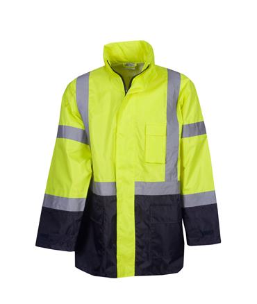 Hi Vis Day/Night Rain Jacket Yellow/Navy Chest 67cm Length 85cm Large (each)