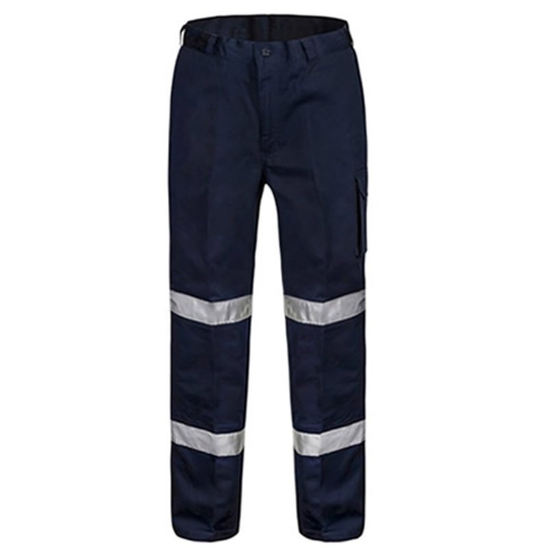 Modern Fit Mid-Weight Drill Navy Cargo Trousers with CSR Reflective ...