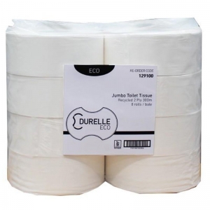 Durelle Eco FSC Mix Jumbo Toilet Rolls 2 Ply 300m (8 rolls/bale)