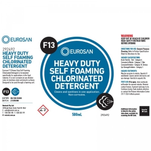 Eurosan Label F13 Heavy Duty Self Foaming Chlorinated Detergent (to suit 500ml-1