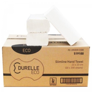 Durelle Eco White Slimline Hand Towel 200 Sheets 23 x 23cm (20 packs/ctn)