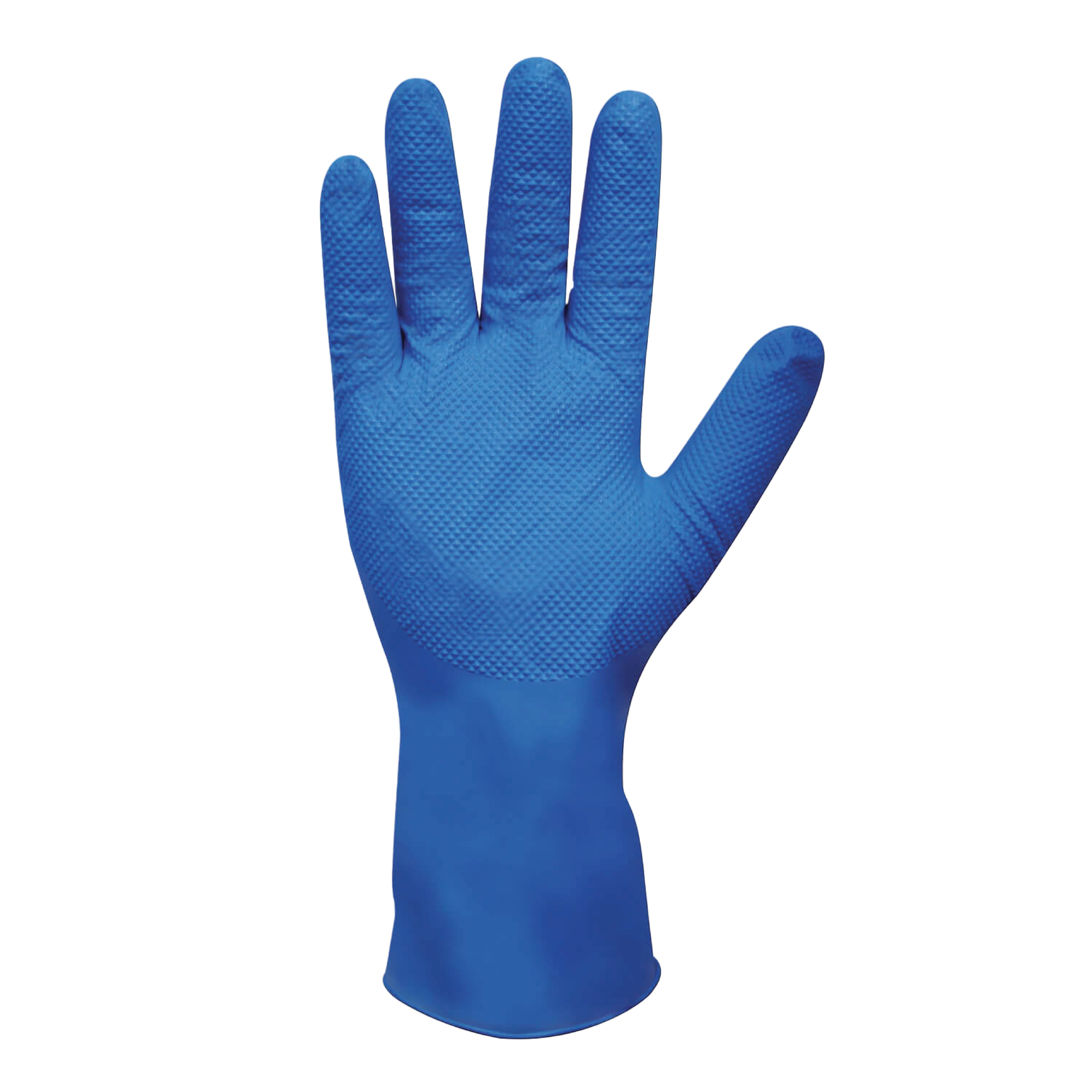 Heavy Duty Nitrile Diamond Grip Long Cuff Powder Free Gloves Blue - Large (500/c