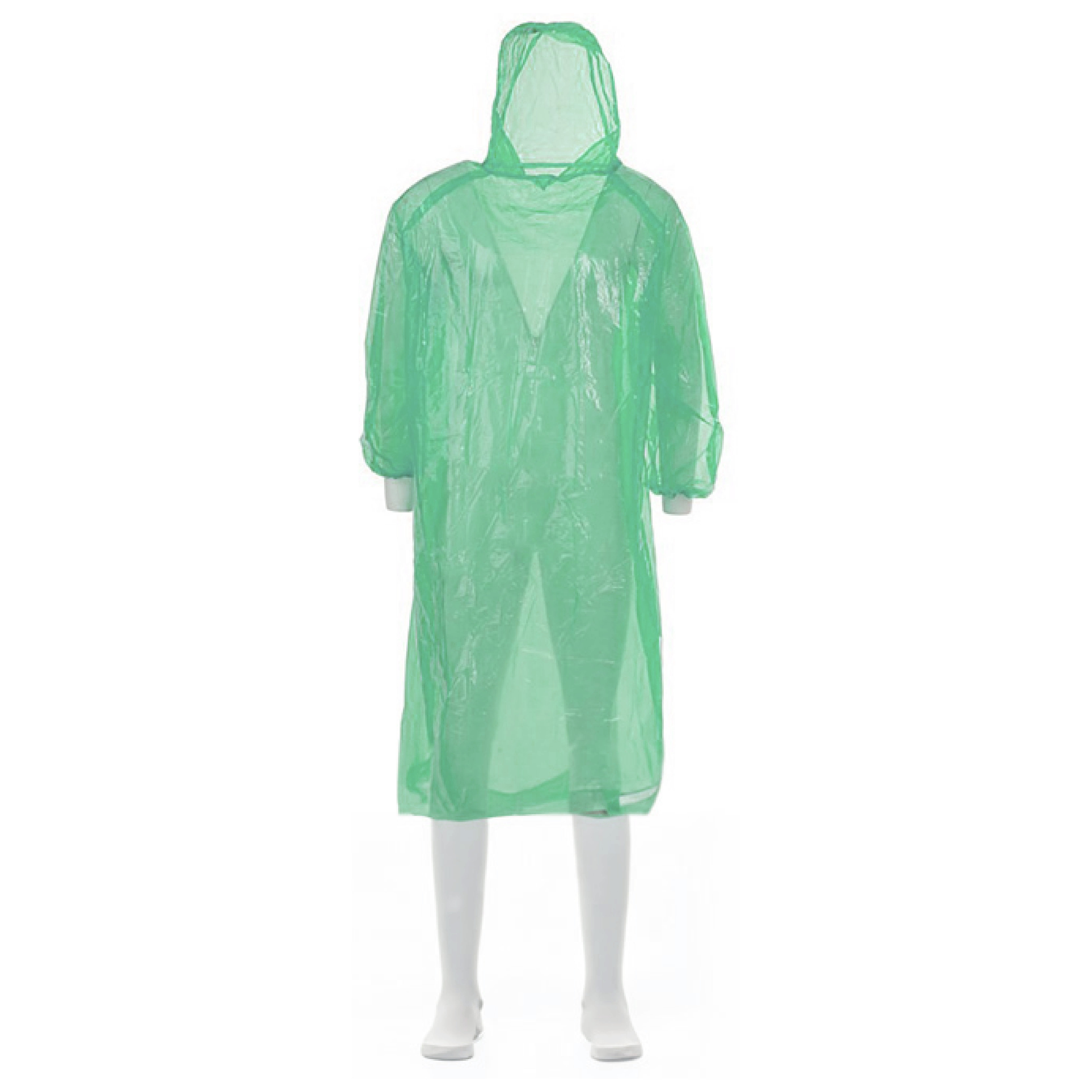 Protectaware Polyethylene Poncho with Hood & Elastic Sleeves Green 1250mm (200/c