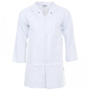 White Poly Cotton Dustcoat with pockets Size 3 (87R)