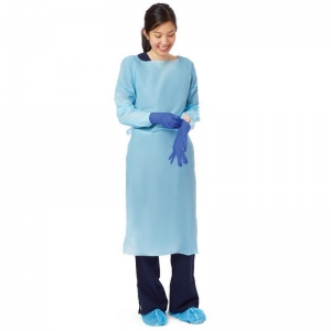 Thumbs Up PE Blue Water Resistant Gown with Thumb Holes & Ties (200/ctn)
