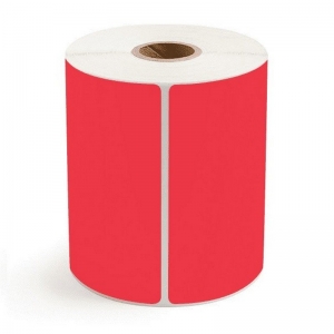 Direct Thermal Labels Red 102mm x 150mm 25mm core 300/roll (20roll/ctn)