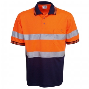 Hi Vis Orange/Navy Day/Night Short Sleeve Polyester Polo Chest 55cm Medium (each