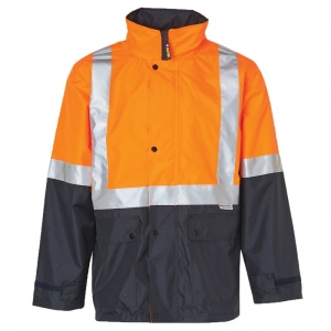 Hi Vis 3in1 Orange/Navy Two Tone Safety Jacket with Vest and 3m Reflective Tape
