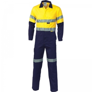 Hi Vis 100% Cotton Drill Day/Night Coverall with CSR Tape Regular Fit- Yellow/Na