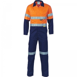 Hi Vis 100% Cotton Drill Day/Night Coverall with CSR Tape Regular Fit- Orange/Na