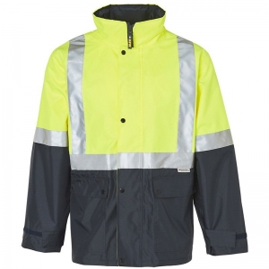 Hi Vis 3in1 Yellow/Navy Two Tone Safety Jacket with Vest and 3m Reflective Tape
