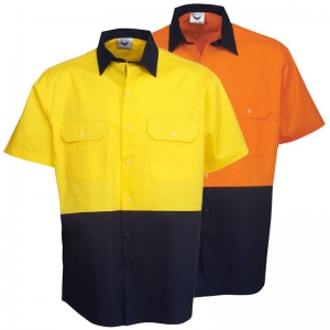 Hi Vis Short Sleeve Cotton Drill Shirt (Each)