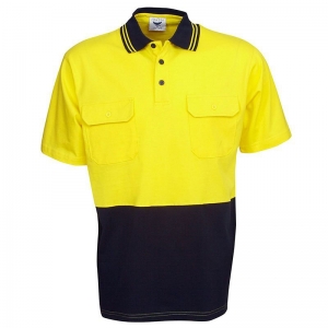 Hi Vis Short Sleeve Cool-Breeze Cotton Jersey Food Industry Polo Yellow (each)