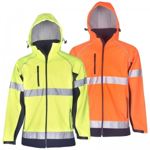 Hi Vis Day/Night Soft Shell Jacket with Detachable Hood (each)