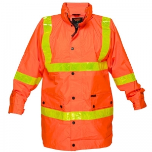 Hi Vis Day/Night Road Orange Jacket with Yellow Reflective Tape (each)